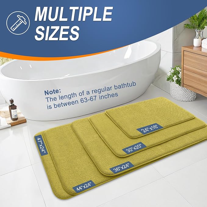 OLANLY Memory Foam Bathroom Rugs 30x20, Absorbent Bath Mat, Deep Mustard | Soft Quick Dry Bath Rugs Mats, Non-Slip, Machine Washable Carpet for Bathroom Floor, Tub and Shower, Home Decor Accessories