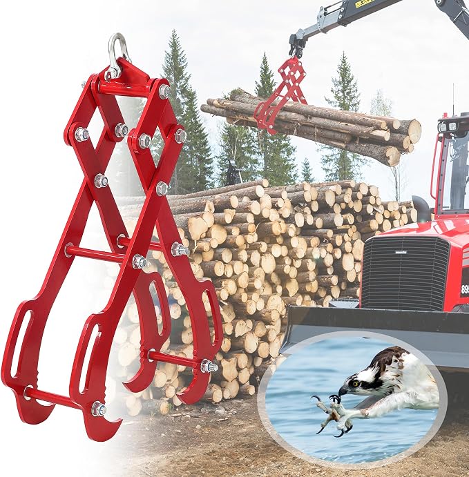 GarveeLife 28 in Log Lifting Tongs with 4 Claw Timber, Heavy Duty Logging Tool Grabbler, Anti-Slip Wooden Tongs, Steel Log Lifting for Tractors, Skidders, Firewood, Lumber Skidding Grabber | Anti-Slip Wooden Tongs, Steel Log Lifting Tong for Tractors, ...