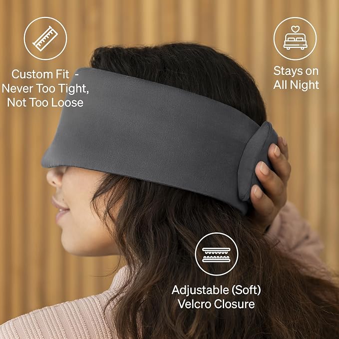 Baloo Silk Weighted Sleep Mask (Grey - 0.6 lb) | Light Blocking & Sound Muffling Eye Mask for Sleeping | Cool, Soft & Comforting