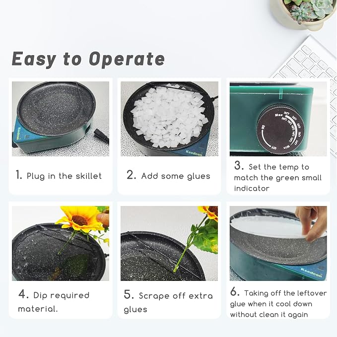 Hot Glue Pot for Crafts with 20W Mini Glue Gun & 40 Sticks, Glue Pots for Crafting Featuring Dip & Coat Design Eliminates Trigger Fatigue, 2-in-1 System for Bulk DIY & Precision Floral Art