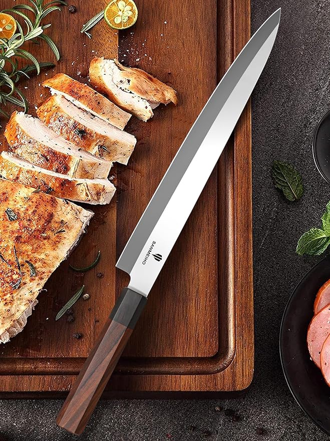 10 Inch Sushi Knife, High Carbon Japanese Steel Sashimi Knife | Japanese Knives for Fish Filleting & Slicing, Sushi Making Knives with Red Sandalwood Handle