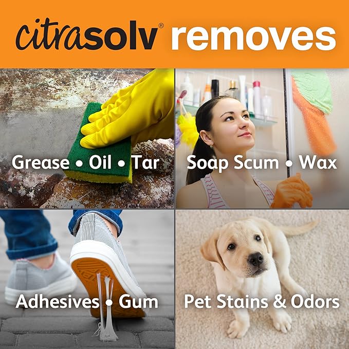 Citra Solv Concentrated Cleaner & Degreaser - Valencia Orange Scent 32 Fl Oz Safe, Effective, and Versatile Cleaning Solution, Natural Ingredients Non Toxic, Biodegradable, USA Made - (6-Pack)