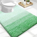 OLANLY Luxury Toilet Rugs U-Shaped 24x20, Extra Soft and Absorbent Microfiber Bathroom Rugs, Non-Slip Plush Shaggy Bath Mat, Machine Wash Dry, Contour Bathroom Mats for Toilet Base, Green