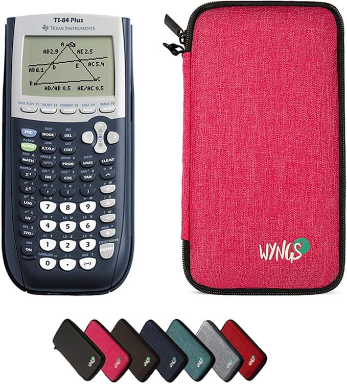 Texas Instruments TI-84 Plus Graphing Calculator with WYNGS Protective Case Pink