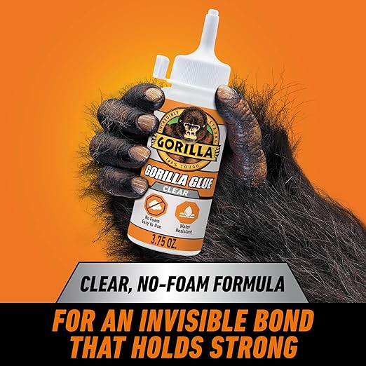 Gorilla Clear Glue, 3.75 Ounce Bottle (Pack of 2) - Crystal Clear, All Purpose, and Water Resistant