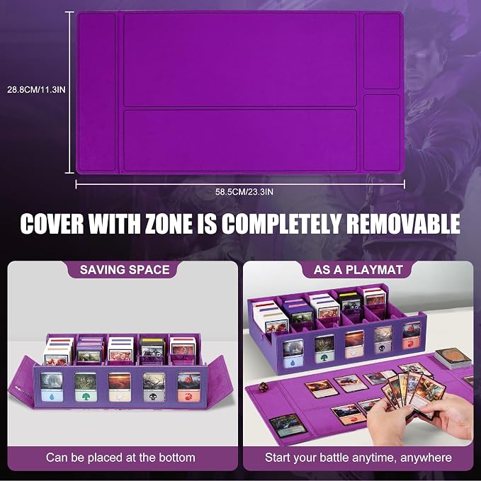 Kabinka 5 Row MTG Card Storage Box with Commander Display and Art Printing | 3900+ Trading Card Deck Box for MTG Sport Cards, 5 Top Loaders, 5 Stoppers, 48 Dividers,1 Dice Tray (Art)