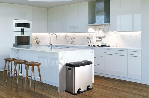 Step N' Sort The 16 Gal. 2-Compartment Stainless Steel Trash and Recycling Bin