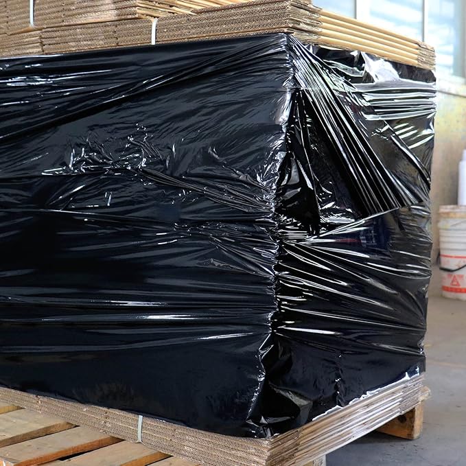 BOMEI PACK Black Stretch Wrap Industrial Strength with Plastic Handle 12" x 1000 Feet 80 Gauge 3-Pack, Black Shrink Wrap, Self-Adhering Black Plastic Wrap for Shipping, Moving