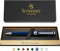 Scriveiner Midnight Blue Ballpoint Pen - Stunning Blue Lacquer Luxury Pen, Chrome Finish, Schmidt Black Refill, Best Ball Pen Gift Set for Men & Women, Professional Executive Office, Nice Designer Pen