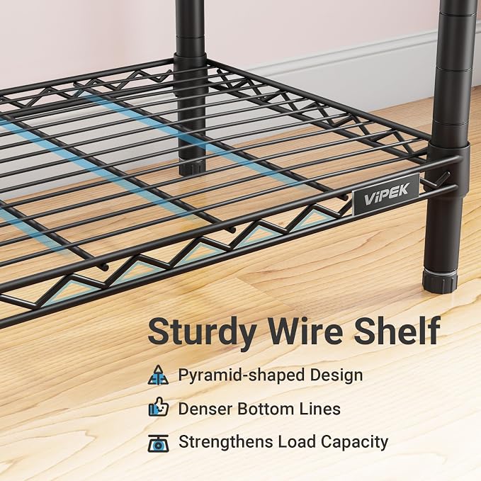 VIPEK V5 Plus Large Portable Closet Rack Freestanding Wardrobe Closet, Multi-Functional Clothes Rack Heavy Duty Metal Clothing Rack for Hanging Clothes, 85.4" L x 15.7" W x 76.4" H, Black