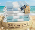 LANE LINEN Beach Towels 6 Pack, Bulk Beach Towels Oversized - Classic Color | Pool Towels for Adults - Pre-Washed, 39"x71", Vacation Essential - Machine Washable, Travel & Camping, Reinforced Hems