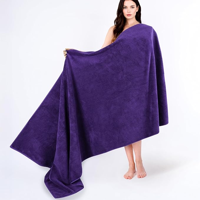 Cotton Paradise 100% Cotton 40x80 Oversized Bath Sheet, Extra Large Turkish Bath Towels for Bathroom, Purple Bathsheet