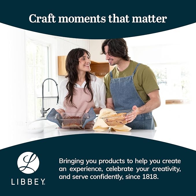 Libbey Baker’s Premium 2-Piece Glass Bread Loaf Pan Baking Dish Set, Space-Saving Glass Bakeware set for Bread, Loaf, and Pound Cakes