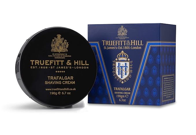 Truefitt & Hill Trafalgar Shaving Cream Bowl for Men, Spicy and Light Fragrance, 6.7 oz.
