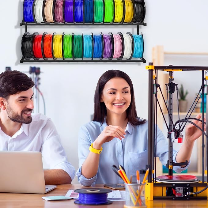 Upgrade 3D Printer Filament Storage Rack - Holds 24 Rolls, Heavy Duty Wall Bracket Shelves for ABS/PLA/TPU/Nylon Accessories, Spool Holders