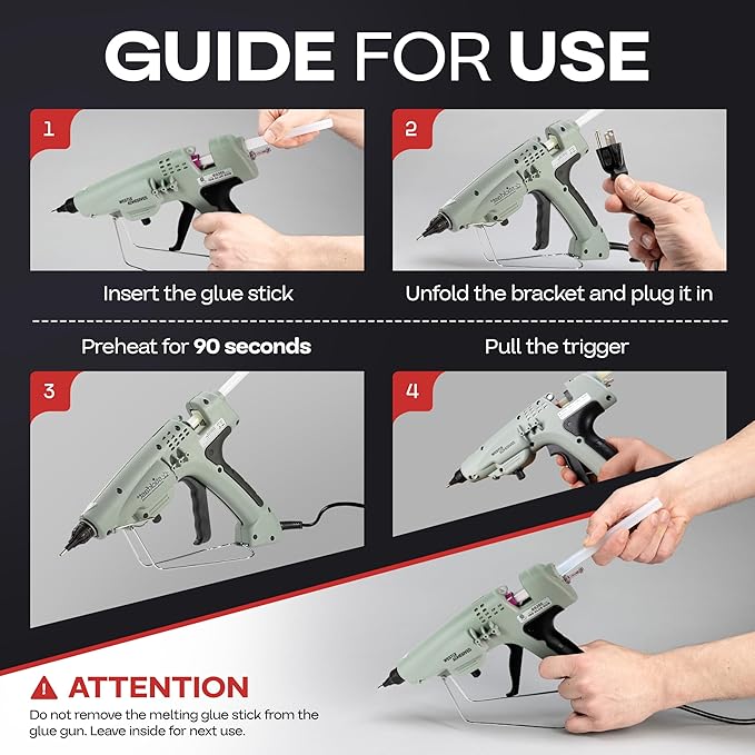IDL Packaging GG-300 Industrial 300W Hot Glue Gun with 10 pcs Glue Sticks - 1/2" x 10" Full-Size Glue Sticks - Hot Glue Gun Kit for Variety of Surfaces: Foam, Vinyl, Leather, or Upholstery