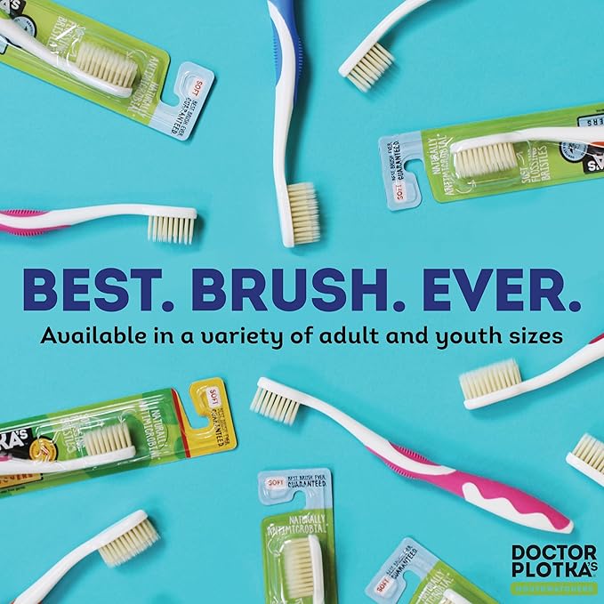 MOUTHWATCHERS Soft Flossing Manual Toothbrush, Adults, Pack of 12, Assorted | Floss-Tip Bristles for Sensitive Teeth and Gums, Soft Manual Brush, Deep Clean, BPA Free, Dr Plotka Design