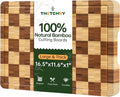 Bamboo Cutting Boards for Kitchen, End Grain Wood Cutting Board with Juice Grooves & Handles, Charcuterie Checkered Chopping Board Thick Butcher Block Serving Tray with Gift Box, 16.5"×11.6"× 1"