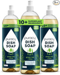 Puracy Dish Soap, Green Tea & Lime, Care for Your Dishes and Your Hands, 99.96% Plant-Based, Natural Liquid Dishwashing Detergent, Skin Friendly Sulfate-Free Kitchen Soap, 16 Ounce (3-Pack)