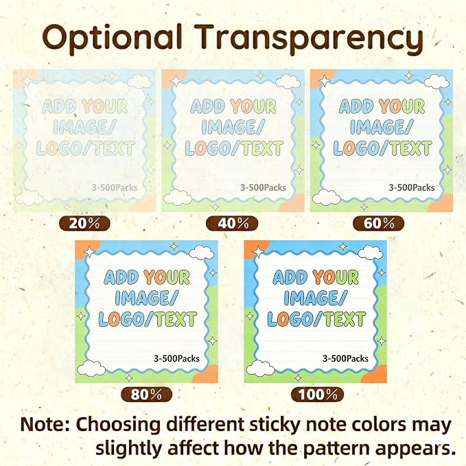 Bulk Personalized Sticky Notes 3"x3" – Custom Notepads with Logo or Text, 50 Sheets per Pad, Custom Post it Notes, 3–100 Pack for Business Marketing, Office (10)