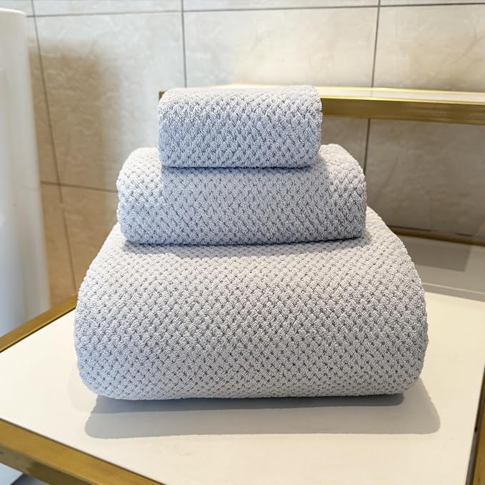YTYC 39x78 Bath Sheets,Towels for Bathroom,Silver Grey,2-Pieces | Extra Large Bath Towels, Super Soft,Highly absorbent,Hanging Loop,Quick Drying,Light Weight,80% Polyester