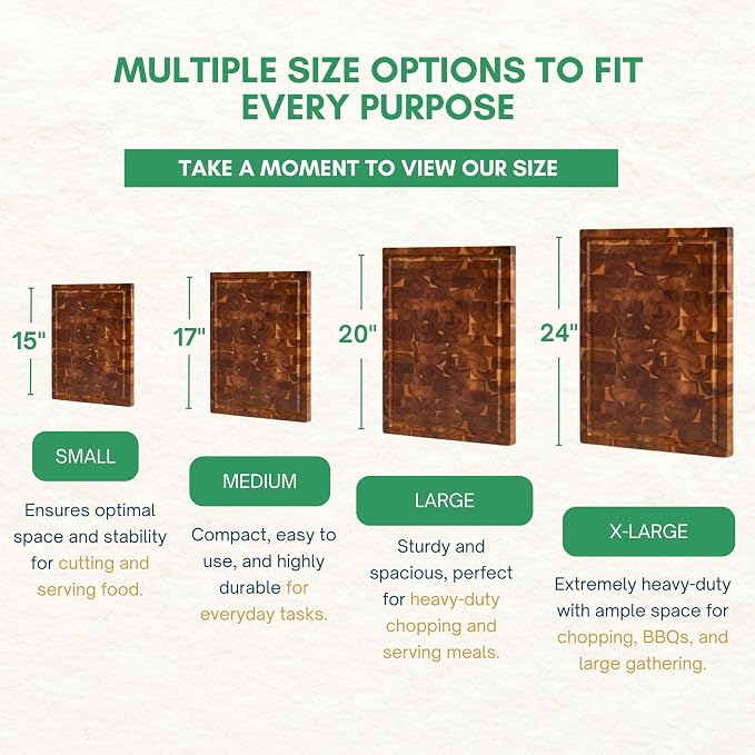 End Grain Acacia Wood Cutting Boards for Kitchen, 1.5 in Thick Butcher Block Construction for Stability, 20 x 15 in Large Cutting Boards with Gift Box, Juice Groove and Handle