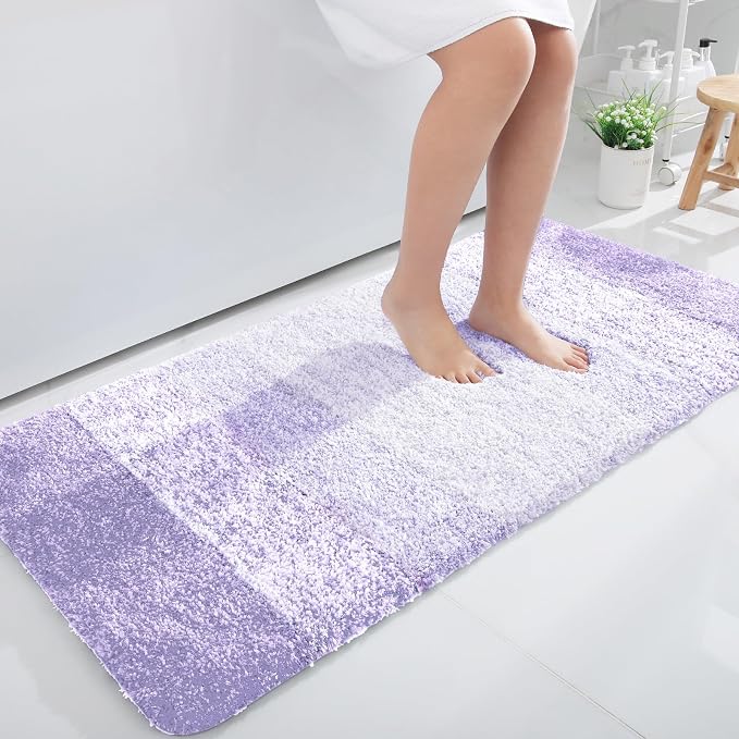 OLANLY Large Bathroom Rugs Mat 50x30, Extra Soft Absorbent Microfiber Bath Rug, Rubber Backing, Quick Dry, Washable Bath Mats for Bathroom Floor, Tub and Shower, Home Decor Accessories, Light Purple