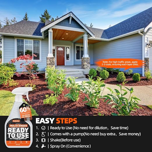 Mulch Binder with Sprayer -54OZ Ready to Use Rock Glue for Landscaping, Fast-Dry Landscape Rock Glue, Gravel Stabilizer, Intertek Test Pea Gravel Glue, Pet Safe for Garden Bed, Patio, Yard