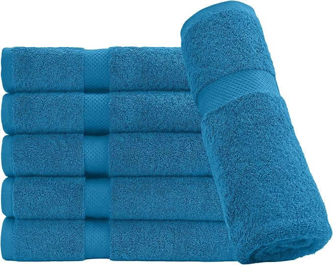 HERCULEAN Premium Bath Towels 24 x 48 Pack of 6 | Quick Dry and Highly Absorbent | 100% Cotton Terry Towels for Bathroom - Perfect for Shower - Pool and Spa - Luxury Soft Towels - Teal Blue
