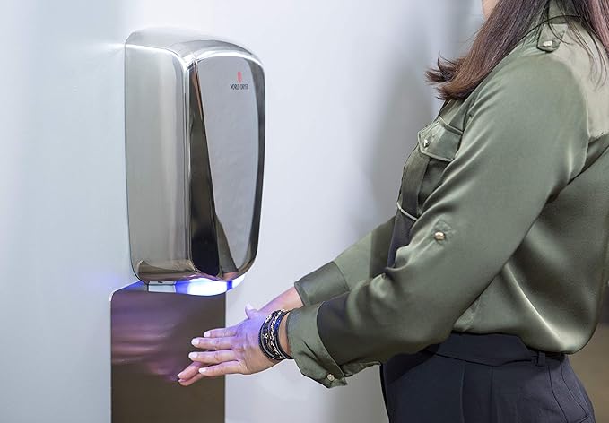HEPA-Filtered VERDEdri, Brushed S/S, Surface-Mounted ADA Compliant, Energy-Efficient High-Speed Dryer, Universal Volt