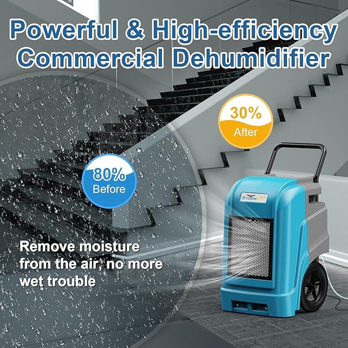 ALORAIR 190 Pints LGR Commercial Dehumidifier with Pump & Drain Hose, Up to 2,600 Sq.Ft, Portable Industrial Dehumidifiers with Handle, Water Damage Restore, Basement, Garage
