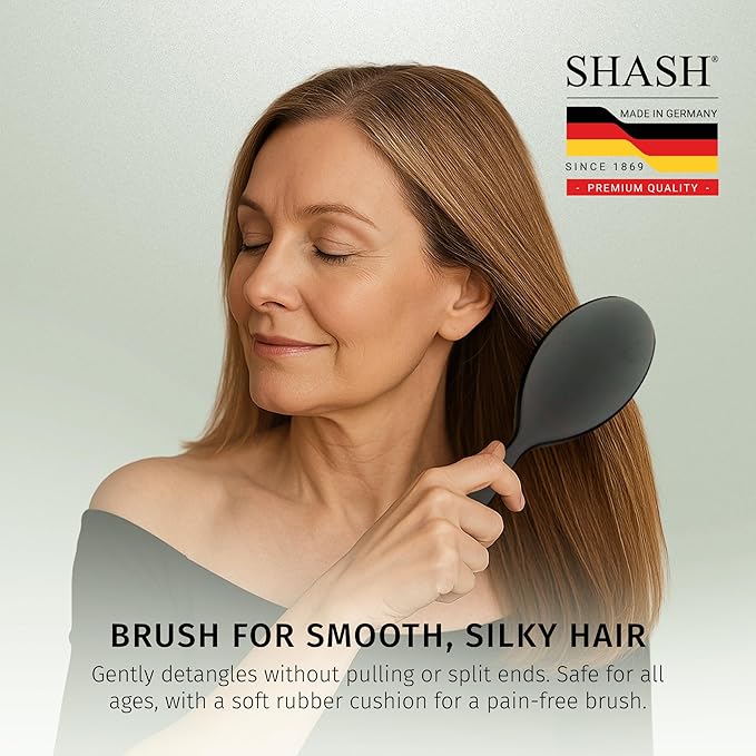 Since 1869 Hand Made In Germany - Nylon and 100% First Cut Boar Bristle Brush Suitable For Normal to Thick Hair - Gently Detangles, No Pulling or Split Ends - Softens Improves Texture, (Large)