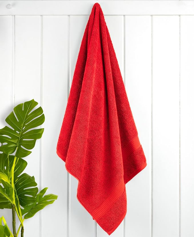 Cotton Paradise 100% Cotton Turkish Towel Set, Soft Absorbent Quick Dry, 4 Piece Bath Towel Set, Red