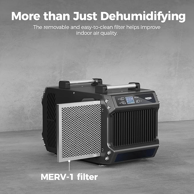 ALORAIR Galaxy 60 Crawl Space Dehumidifier 145 PPD, Commercial Basement Dehumidifier with Drain Hose, Auto Defrost, Compact Portable Dehumidifier for Crawlspaces and Basements, Up to 1,800 Sq. Ft.