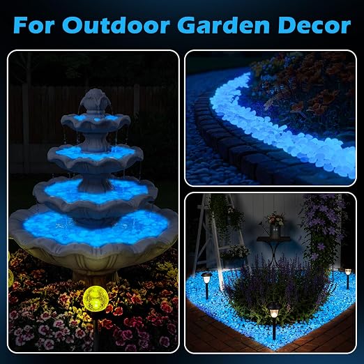 NAMTSO White Glow in the Dark Rocks Outdoor Garden Decor, 500 pcs, 2.3 lbs | Large 0.6"-1.1"/pc, Resin Glowing Pebbles, Luminous Stones for Landscaping, Patio, Backyard, Lawn, Aquarium & Fish Tank Decor