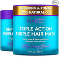 MAREE Deep Conditioning Hair Mask for Damaged Hair Treatment 2 Pack – Keratin Hair Care for Hydrating Growth Repair Moisturizing – Dry Curly Color Refreshing – 10 Fl Oz, Purple