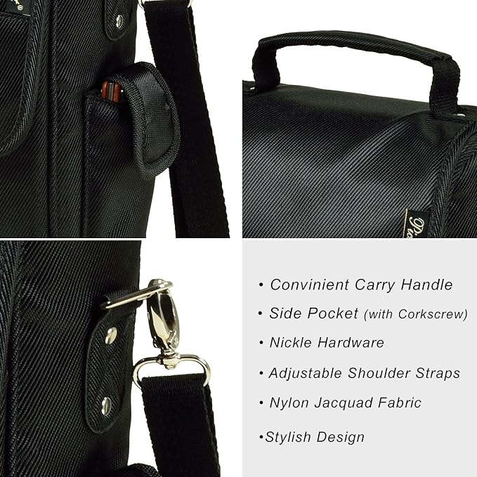 Picnic at Ascot Personalized Monogrammed Stylish Insulated 2 Bottle Wine Tote Bag with Corkscrew- Designed & Assembled in The USA