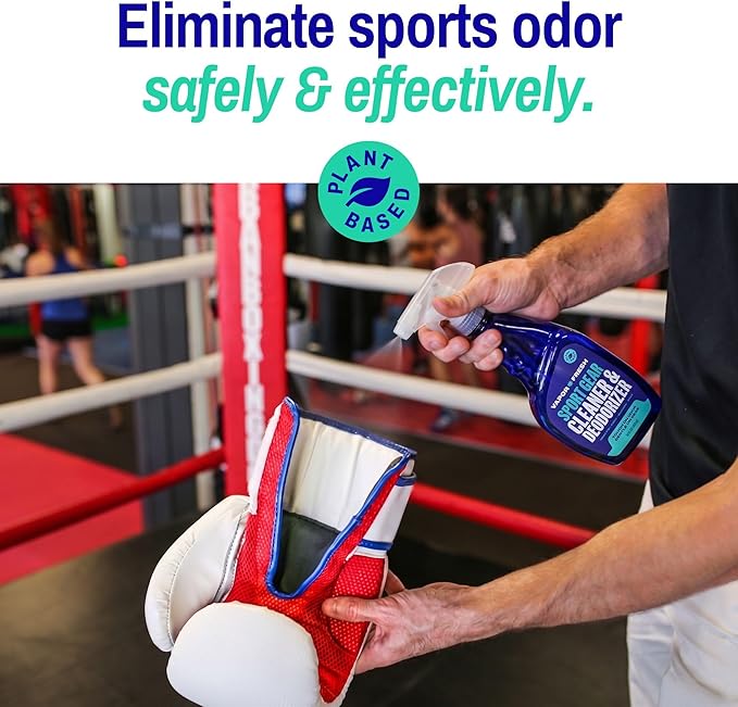 Vapor Fresh Sports Cleaner and Deodorizer - For Boxing Gloves, Sports Pads, Helmets, Gym Bags, Gym Equipment and More - Naturally Powered By Plants, 16 Fl Oz (1-Pack)