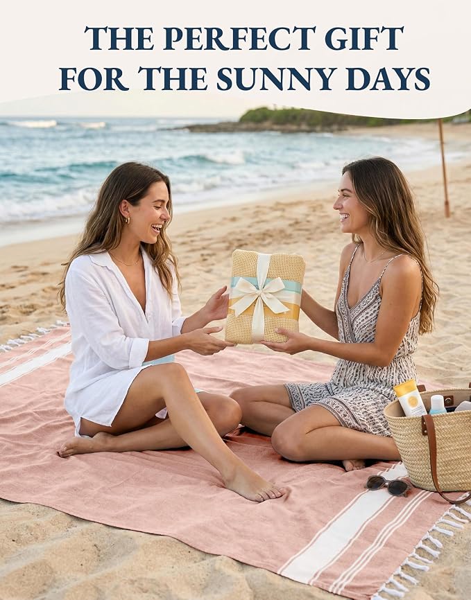 LANE LINEN Beach Towels 4 Pack, Beach Towels Oversized, Soft - Quartz Pink | Pre-Washed Extra Large Beach Towel - Quick Dry, 39"x71", Vacation Essential - Machine Washable, Travel & Camping, Great Gift