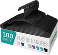 NEATERIZE Clothes Hangers Plastic 100 Pack for Adults - Plastic Hangers, The Perfect Coat Hanger and Space Saving Clothes Hangers for Closet - Black Hangers