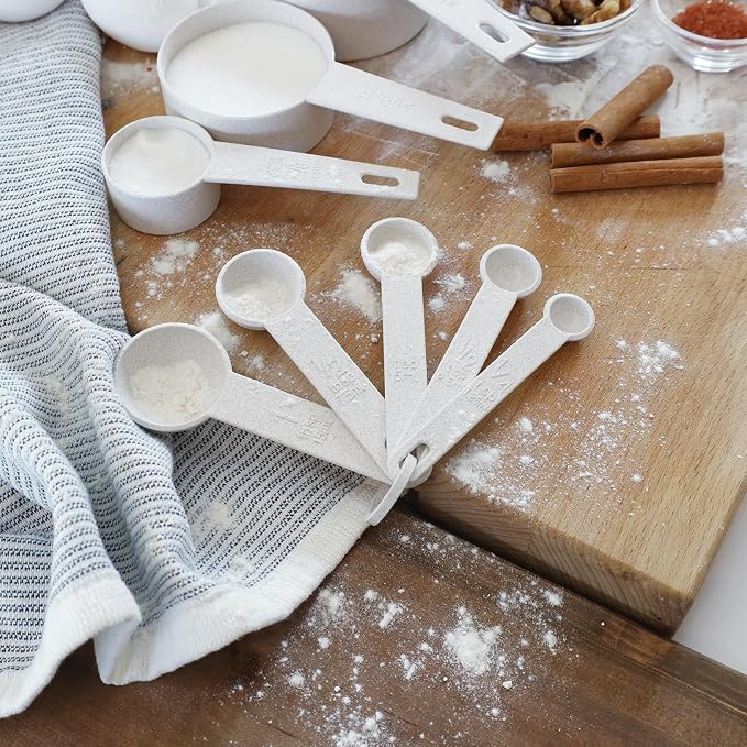 Beille 6pc Wheat Straw Kitchen Utensil Set Peeler Cutter Grater Spoons and Cups