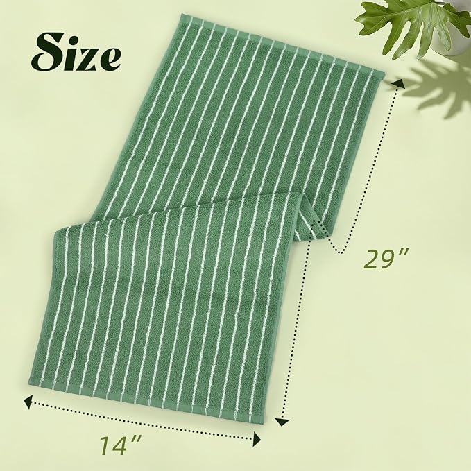 Jacquotha Hand Towels for Bathroom Green Striped - 2-Piece | Premium Quick Drying Towels for Kitchen Spa Workout, Stylish Compact for Hand Face Hair, 14” x 29”