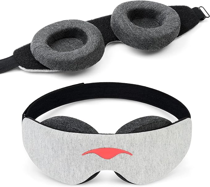 Manta Slim Sleep Mask – Ultra-Light Blackout Eye Mask with Adjustable Eye Cups, Above-the-Ear Elastic Strap, Minimalist Low-Profile Design for Better Rest