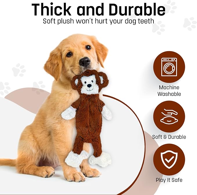 FGA MARKETPLACE Monkey-Fox Flat NO Stuffing NO Squeak Plush Dog Toy, Funny Style Will Entertain Your Pet for Hours, Recommended for Small and Medium Dog 21 INCH Long