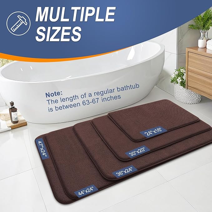 OLANLY Memory Foam Bathroom Runner Rugs 59x20, Absorbent Long Mat, Brown | Soft Quick Dry Bath Mat Rugs, Non-Slip, Machine Washable Mat for Bathroom Floor, Tub and Shower, Home Decor Accessories