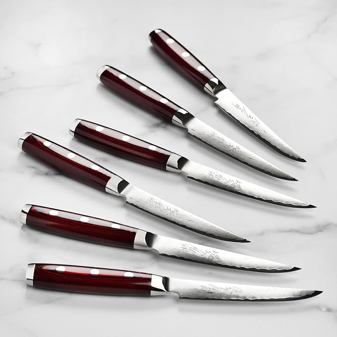 Yaxell Super Gou 16 Piece Knife Set - Made in Japan - 161 Layers SG2 Stainless Damascus, Acacia Block