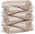 HAVLULAND Turkish Beach Towel Set of 6 Oversized 72x40 100% Turkish Cotton | Soft Hammam Peshtemal, Sand Free, Quick-Dry, Absorbent Bath Towel | Lightweight & Compact for Travel, Pool, Gym, Spa - Beige