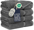 Towel Bazaar 4-Piece Bath Towel Set, 100% Premium Cotton Turkish Towels, 27x54 Luxury Towel Super Soft and Absorbent, Perfect Use for Bathroom, Shower Towels - Dark Gray