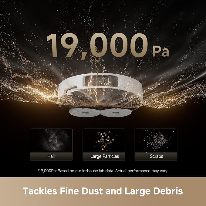 DREAME L40s Ultra Robot Vacuum and Mop, 19,000Pa Suction, Auto-Empty, Mop Self-Cleaning, 100% Detangling DuoBrush, Extending Mops and Side Brush, 1.57in Obstacle Clearing, App & Voice Control (White)