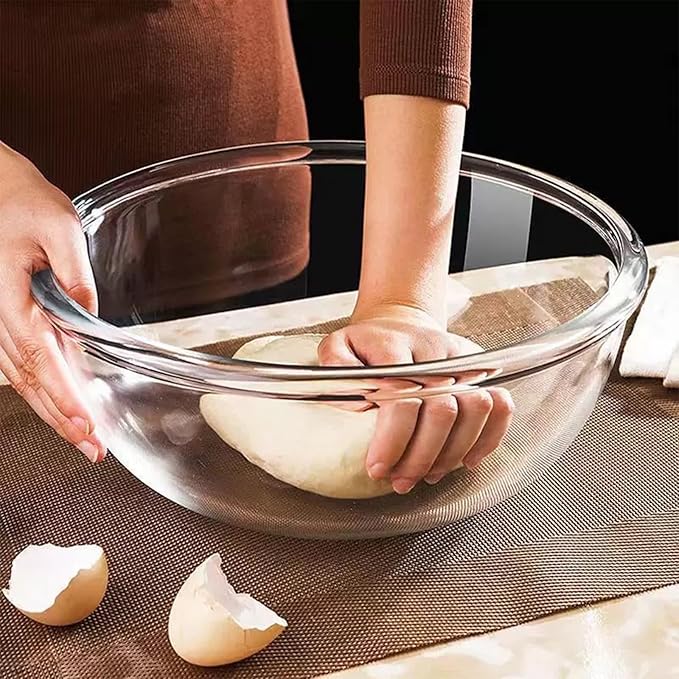 6.5Quart Large Glass Bowl with Lid for Sourdough Bread Making, 12.3 Inch Clear Glass Salad Cooking Bowls for Kitchen Salad Bread Storage, For Prepping, Marinating & Brining Kimch
